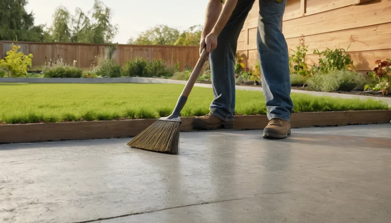 A new concrete patio behind a Ravenna home on a mild spring day